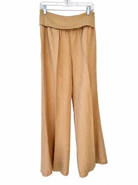 Bella Dahl 100% Linen Fold-Over Waist Wide Leg Pants